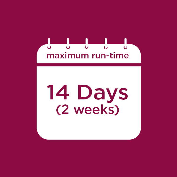 14 days maximum run-time